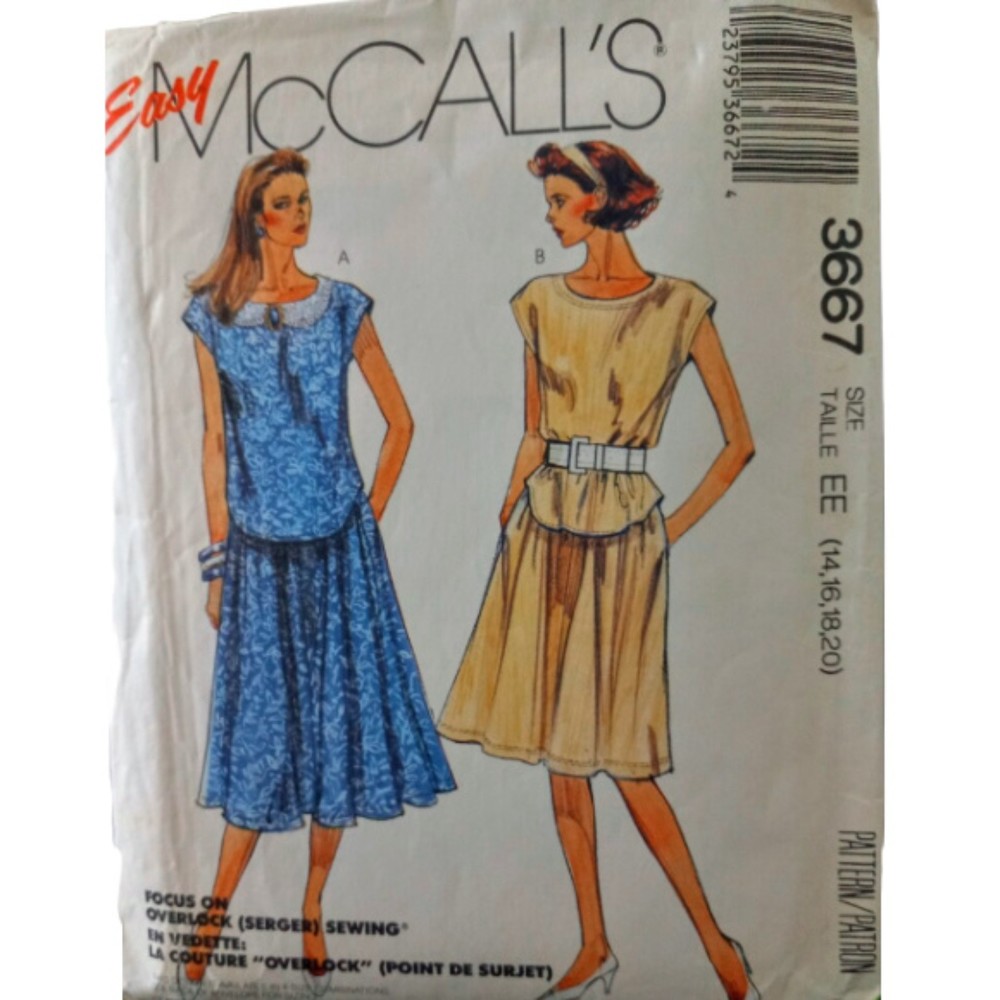 McCall's 3667 Misses Round Neck Short, Sleeve Top and Flared Skirt Pattern